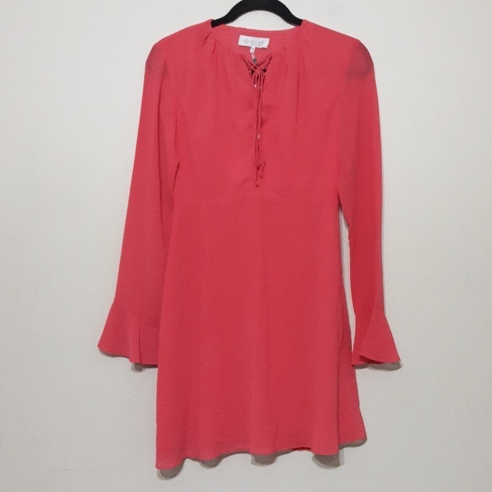 Wayf mini dress fit and flare women pink XS  bell sleeves coquette Y2K party